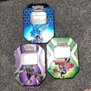 Set of 3 Pokémon trading tin containers